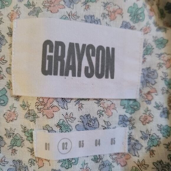 Grayson Anthropologie Linen Top Blue Floral Printer Cottage Core Beach P… - Picture 6 of 8